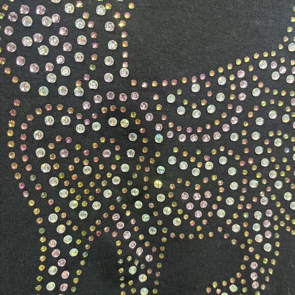 QUACKER FACTORY Cat Lady Bedazzled Rhinestone Classic Sweatshirt Black Size 3X - Picture 5 of 12